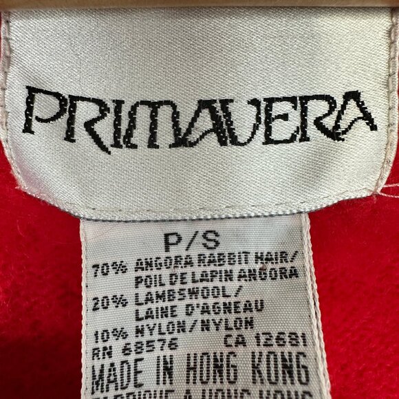 Primavera Vintage Angora Rabbit Hair Wool Button Cardigan Sweater Red Small - Picture 2 of 3